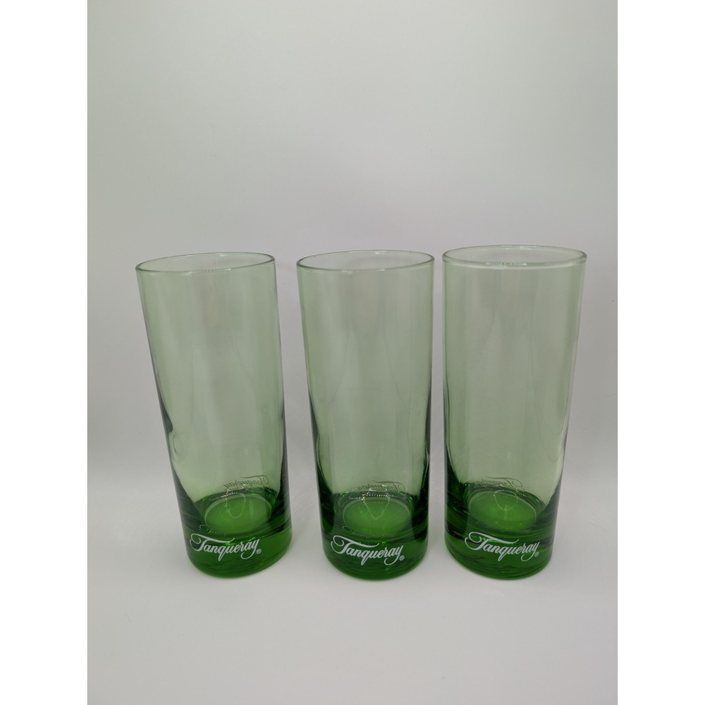 Tanqueray Gin Green Highball Glasses Set of 3 Barware Cocktail Drinking Glass
